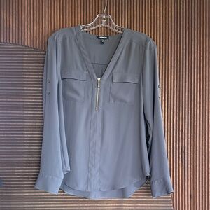 Express Charcoal Blouse with Zipper Detail